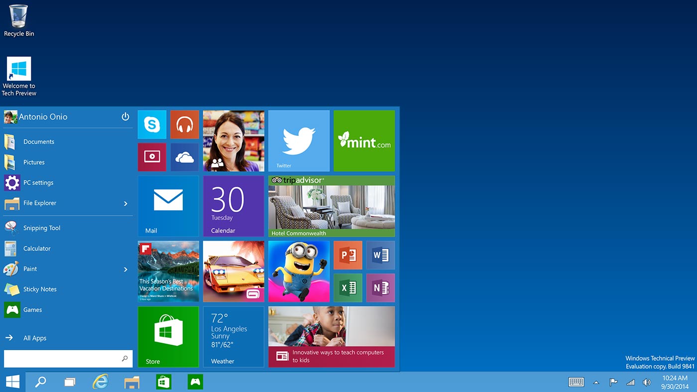 Обзор новой Windows 10